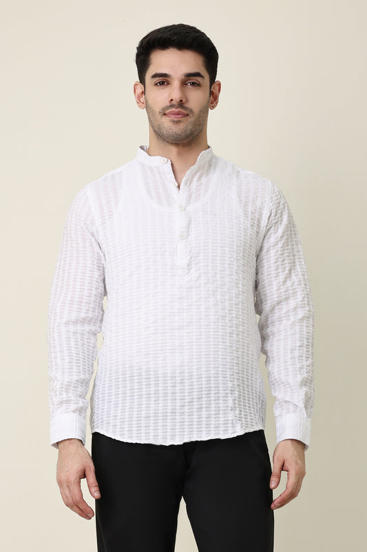 HERITAGE KURTA TOP-WHITE