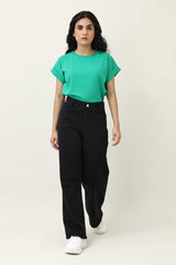 TERRA CUT FLARE JEANS-BLACK