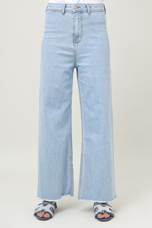 RAW EDGE WIDE JEANS-SKY