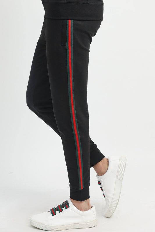 SPORTS STRIPE JOGGER PANTS-BLACK-GRG