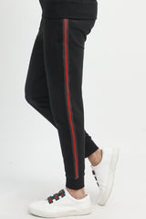 SPORTS STRIPE JOGGER PANTS-BLACK-GRG