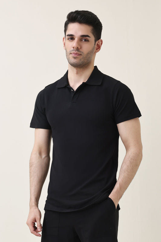 PRIMEWEAVE SOLID POLO-BLACK