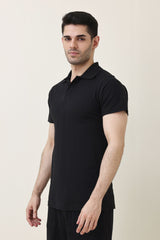 PRIMEWEAVE SOLID POLO-BLACK