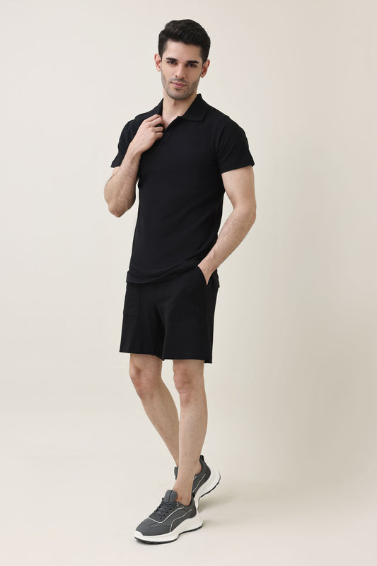 PRIMEWEAVE SOLID POLO-BLACK