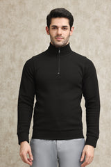 PREMIUM TEXTURED HALF-ZIP SWEATSHIRT-BLACK