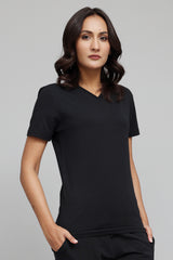 SOFT TOUCH V-NECK EVERYDAY TOP-BLACK