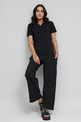 SOFT TOUCH V-NECK EVERYDAY TOP-BLACK