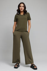 SOFT TOUCH V-NECK EVERYDAY TOP-OLIVE