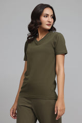 SOFT TOUCH V-NECK EVERYDAY TOP-OLIVE