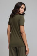 SOFT TOUCH V-NECK EVERYDAY TOP-OLIVE