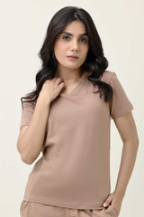 SOFT TOUCH V-NECK EVERYDAY TOP-MOCCA