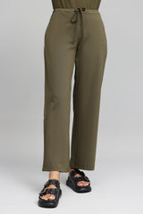HIGH-STRETCH RELAXED FITNESS TROUSERS-OLIVE