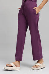 HIGH-STRETCH RELAXED FITNESS TROUSERS-PURPLE