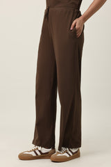 HIGH-STRETCH RELAXED FITNESS TROUSERS-COFFEE