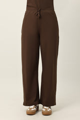 HIGH-STRETCH RELAXED FITNESS TROUSERS-COFFEE