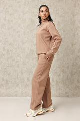 HIGH NECK CASUAL LOUNGE CO-ORD-MOCCA
