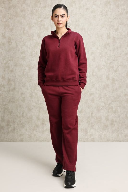 HIGH NECK CASUAL LOUNGE CO-ORD-CHERRY