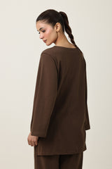 CLOUD CUT SHOULDER TOP-COFFEE