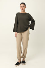 CLOUD CUT SHOULDER TOP-OLIVE