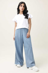 RUFFLE SLEEVE TEE-WHITE