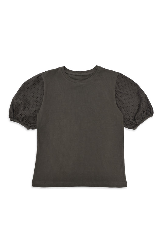 LACE WHISPER TOP-OLIVE