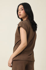 CALM EASE CASUAL TOP-CHOCOLATE