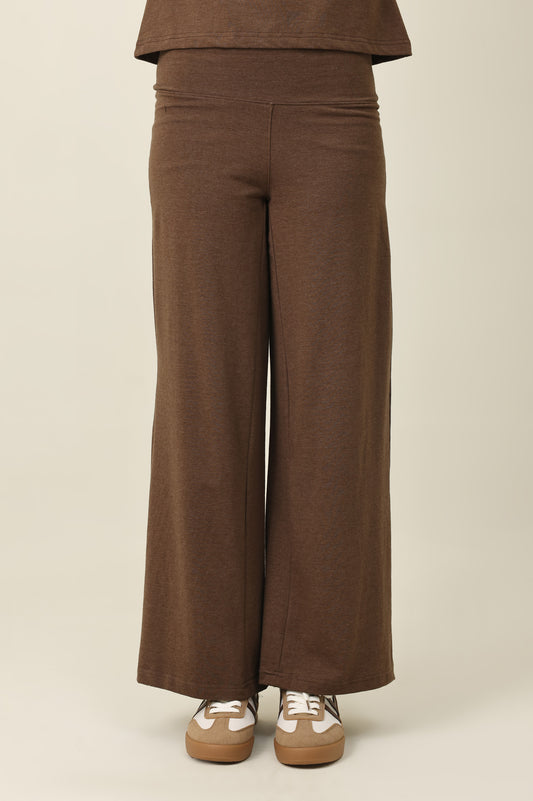 PURE COMFORT WIDE TROUSER-CHOCOLATE