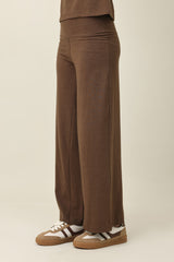 PURE COMFORT WIDE TROUSER-CHOCOLATE