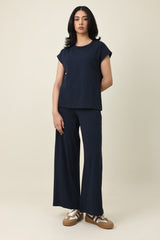 PURE COMFORT WIDE TROUSER-NAVY