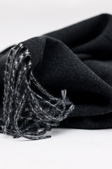 ELEGANT FRINGE SCARF-BLACK