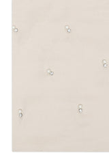 PEARL ACCENT FRINGE SCARF-BEIGE