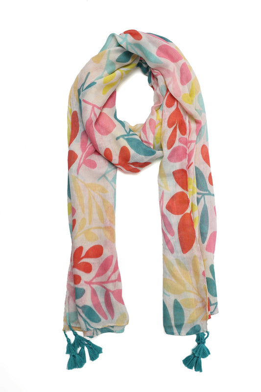 CHARM TASSEL SCARF-YELLOW/PNK