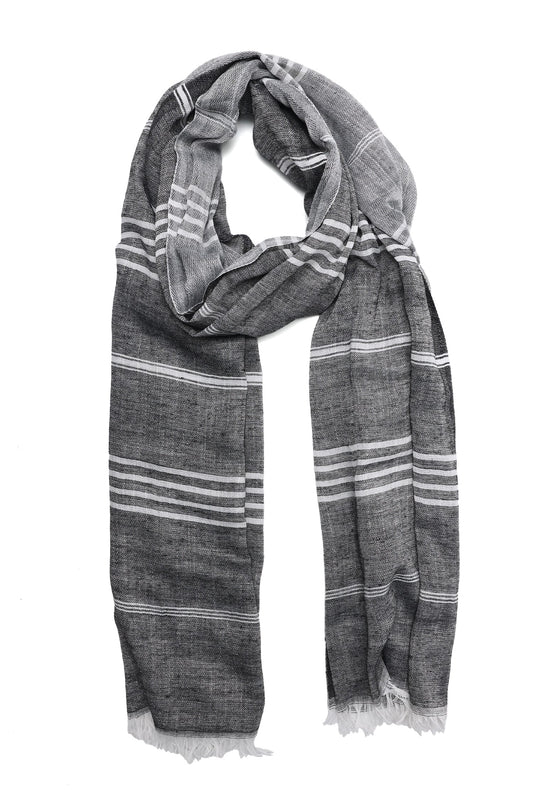 SOFT FRINGE LINER SCARF-CHARCOAL