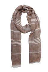 SOFT FRINGE LINER SCARF-BROWN