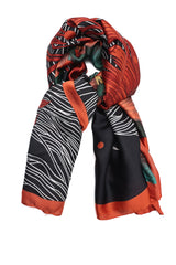WILD WHISPER SILK SCARF-RED/GRN