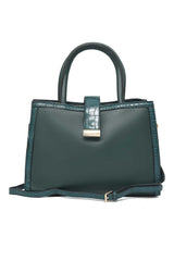 STRUCTURED CROC-TRIM BAG-GREEN