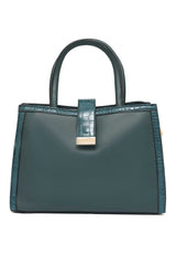 STRUCTURED CROC-TRIM BAG-GREEN