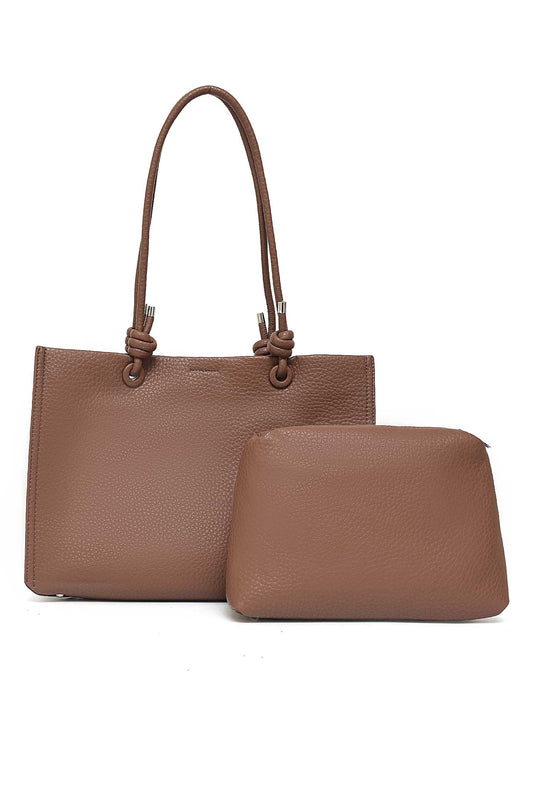TWIN KNOT DUO HAND BAG-COFFEE