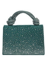 ELEGANT KNOT HANDLE RHINESTONE BAG-DK-GREEN