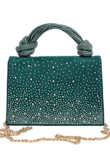 ELEGANT KNOT HANDLE RHINESTONE BAG-DK-GREEN