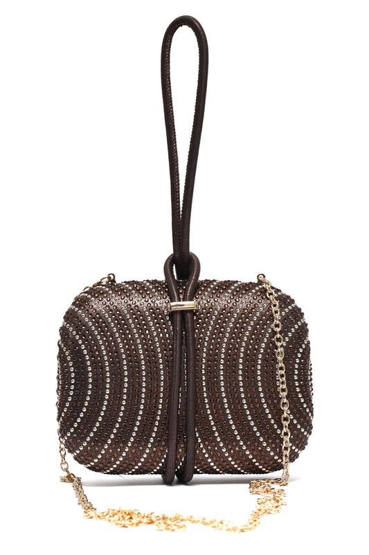 RADIANT KNOT RHINESTONE CLUTCH-BRONZE