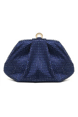 CRYSTAL RUCHED EVENING CLUTCH-BLUE