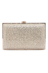 Crystal-Embellished Box Clutch-Gold