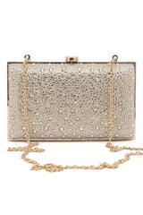 Crystal-Embellished Box Clutch-Gold