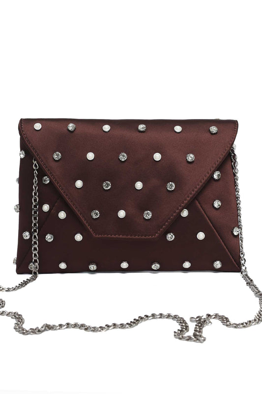 JEWEL DOT CLUTCH-COFFEE