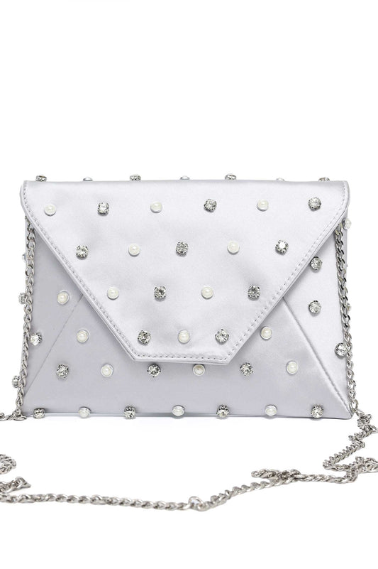 JEWEL DOT CLUTCH-SILVER