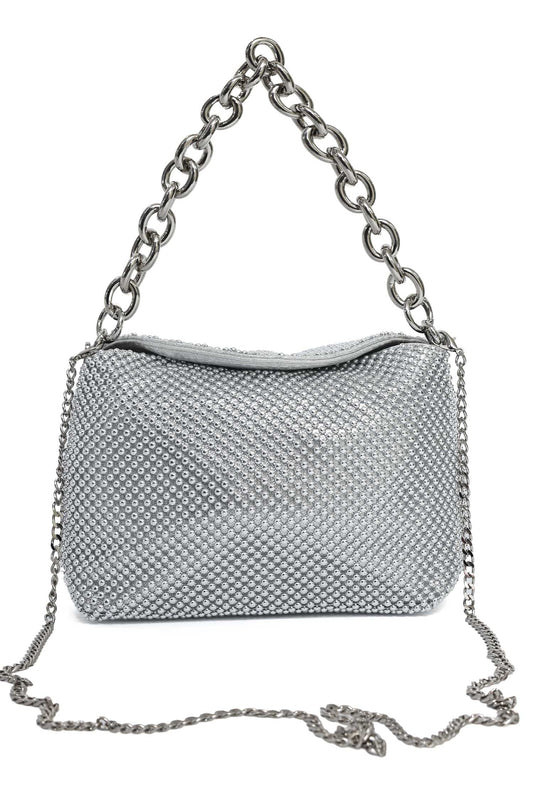 CELESTE BEAD CHAIN BAG-SILVER