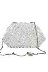 PEARLISSE CASCADE EVENING CLUTCH-WHITE