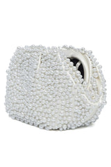 PEARLISSE CASCADE EVENING CLUTCH-WHITE