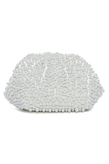 PEARLISSE CASCADE EVENING CLUTCH-WHITE